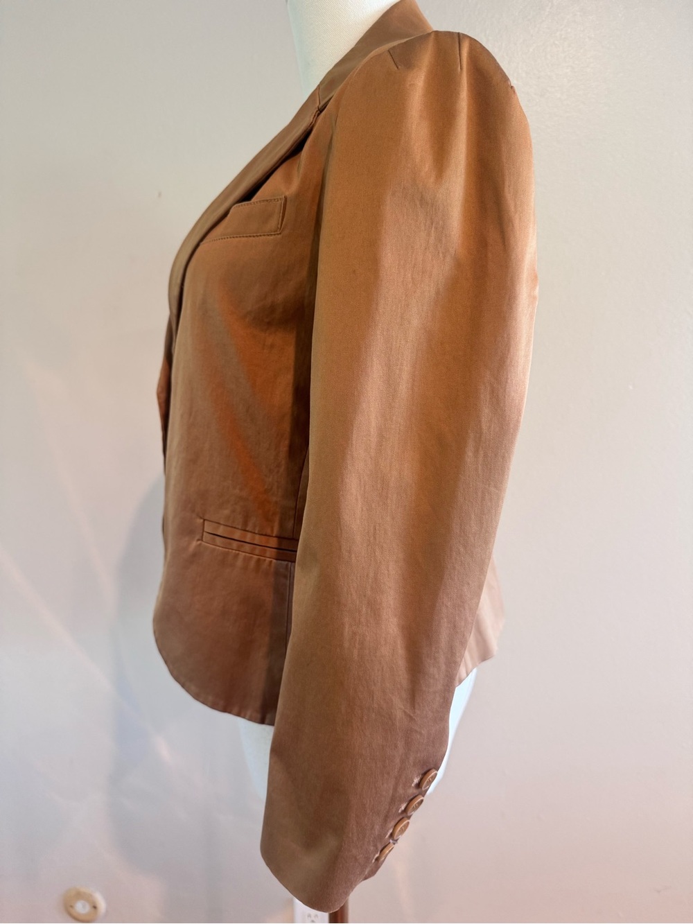 Vintage Theory Y2K Bronze Cotton Sateen Fitted Blazer Jacket - Picture 4 of 14